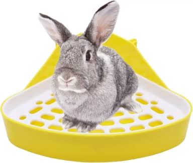 Litewoo Caixa de areia de coelho vaso sanitário coelho canto bandeja de areia pet vaso sanitário para porquinhos-da-índia hamster chinchila furão coelho pequeno animal (amarelo)