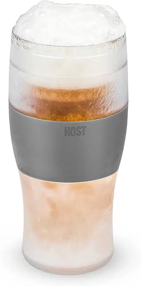 Host Copos de cerveja congelados, canecas de cerveja congeladas, conjunto de copos de cerveja congeláveis, copo de cerveja isolado para manter suas bebidas frias, isolamento de parede dupla, 473 ml,