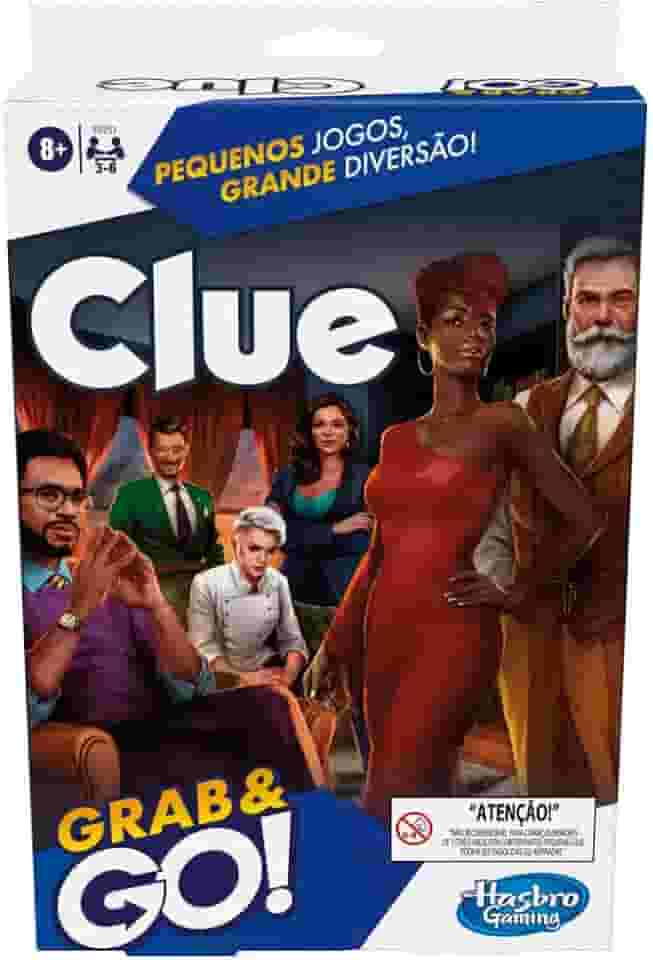 Hasbro Gaming Cluedo Grab and Go Jogo de Tabuleiro Infantil brinquedo portátil com cartas e peças, jogos infantis para crianças a partir de 6 anos