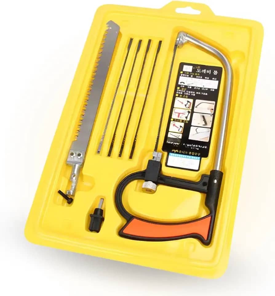 Serra Mágica Kit de Arco e Lâminas Tico Tico Diamantada e Serrote Multifuncional Corta Madeira Metal