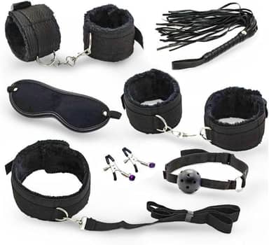 Kit Algema Sexual Brinquedos Sexuais 7 Peças Sexuais Brinquedos Sexuais Adultos Para Casal (Preto)