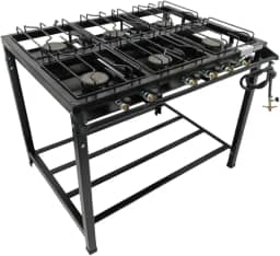 Fogão Industrial 6 Bocas Alta Pressão Ferro Fundido Preto 95x70x80 cm com Mangueira e Registro
