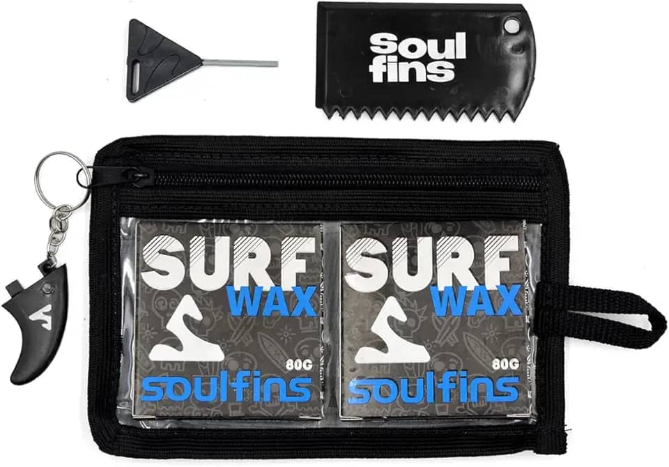 Kit Surf Parafinas 80g Fórmula Especial Surf - Kit Com Parafina + Raspador + Chavinha de Quilha + Chaveiro + Estojo (Azul - Água Fria)