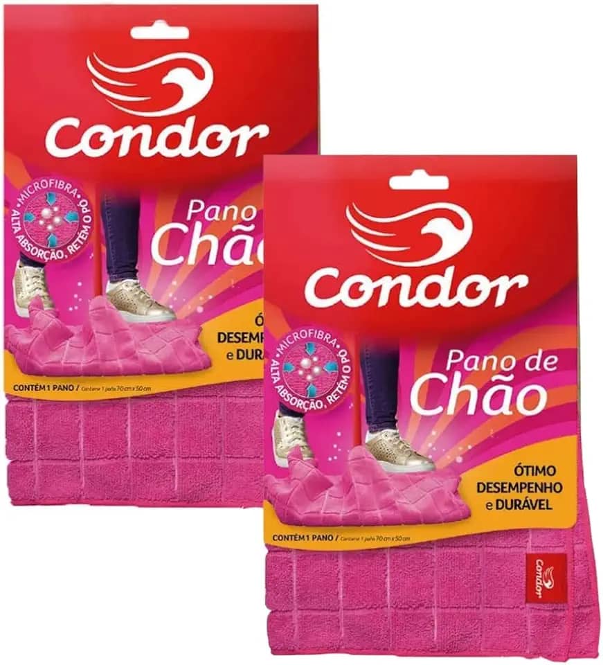 Kit 2 Panos de Chão 70x50 Grande para Limpeza Geral Pisos Janelas em Microfibra Condor 1676