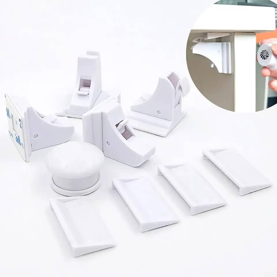 Trava magnética (Kit 4 unidades) para gavetas e portas de armários, segurança para bebês e crianças - LionLemon Store