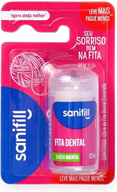 Fita Dental Sanifill Sabor Menta 125 metros – Leve Mais, Pague Menos, Sanifill