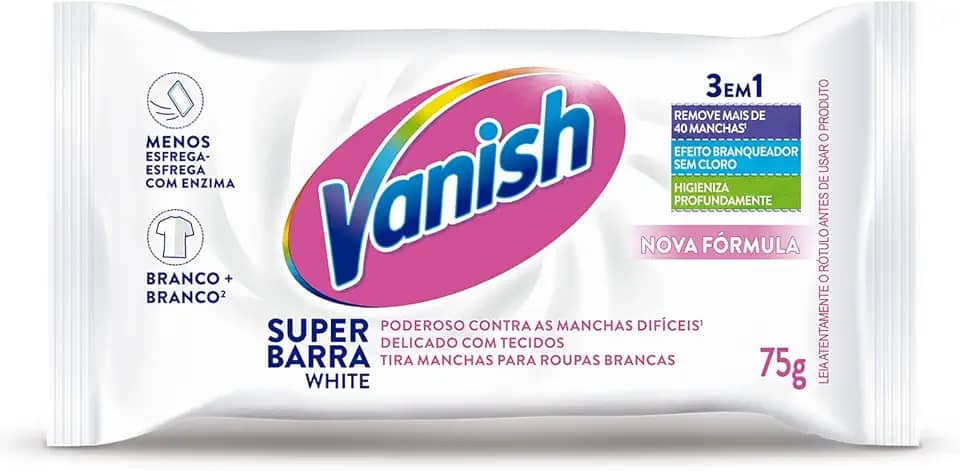 Vanish Tira Manchas Em Barra White 75G Para Roupas Brancas
