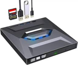 MTWZMM Unidade Externa De Cd/Dvd Para Laptop, Gravador/Leitor Usb 3.0 5 Em 1 Compatível Com Computadores Mac E Windows, Sistemas Linux