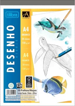 Tilibra - Caderno Colado Desenho A4 Branco Académie 20 Folhas - 1 un