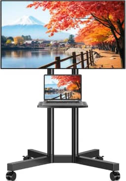 Suporte De Chão Pedestal Móvel Para Tv Monitor 32 A 65'', Altura prateleira ajustável suporte de TV portátil com rodas suporte de piso