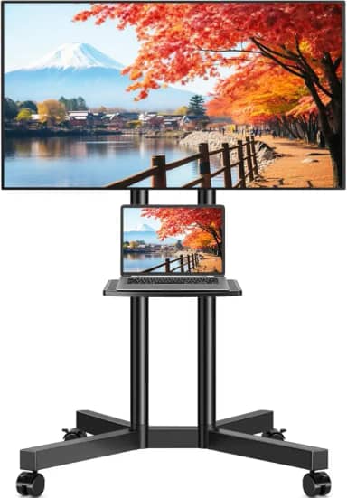 Suporte De Chão Pedestal Móvel Para Tv Monitor 32 A 65'', Altura prateleira ajustável suporte de TV portátil com rodas suporte de piso
