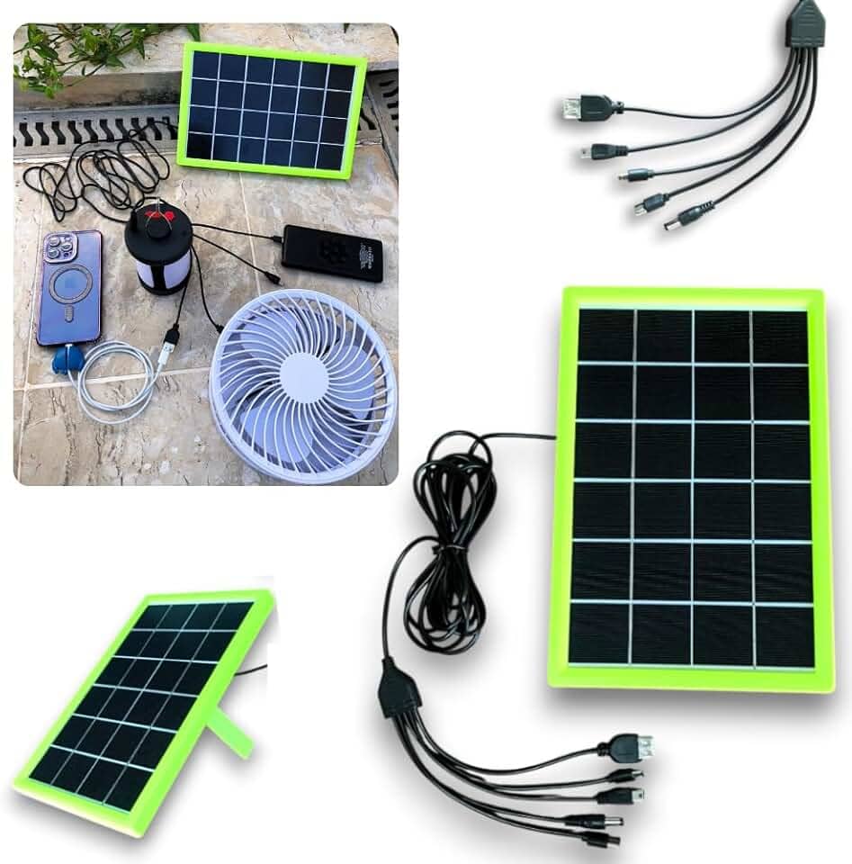 Placa Painel Energia Solar Mini Portátil 6w 5 Pontas Carregamento Carregador Usb Á Prova D' Água E Poeira Para Telefone Celulares, Power Bank, Tablets, Câmeras, Acampamento E Atividades ao ar livre