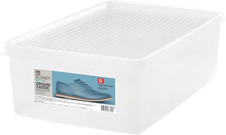 Ordene - Caixa Organizadora Plástica Para Sapato, Tamanho Grande, Cor Cristal, Linha My Closet