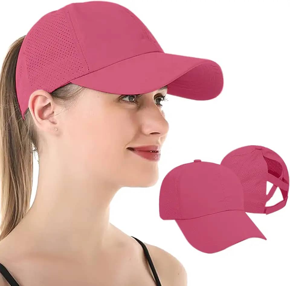 Boné de beisebol feminino de secagem rápida, leve, respirável, ajustável, para esportes ao ar livre, golfe, boné de sol para fitness, 1 peça