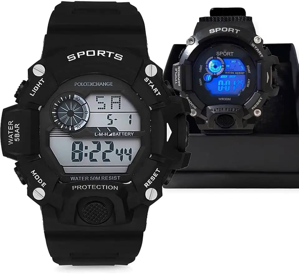 Relógio Esportivo Multifuncional Masculino Genérico - Esportes Aquáticos, Corrida, Caminhada - Resistente à Água, Cronômetro, Alarme, Luminoso