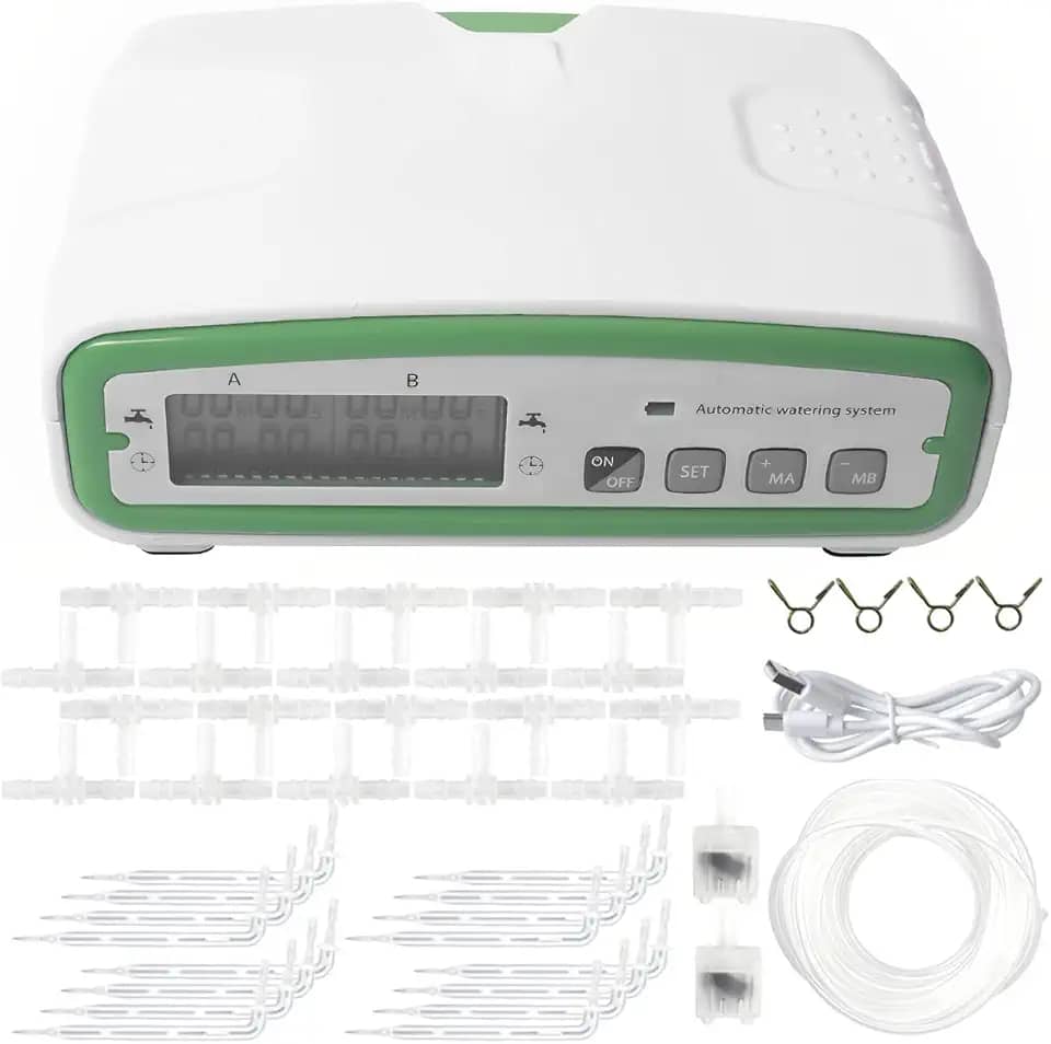 Kit de irrigação por gotejamento automático, sistema de irrigação automática com visor LCD, kit de temporizador de água programável digital de 30 dias, dispositivo de irrigação de plantas
