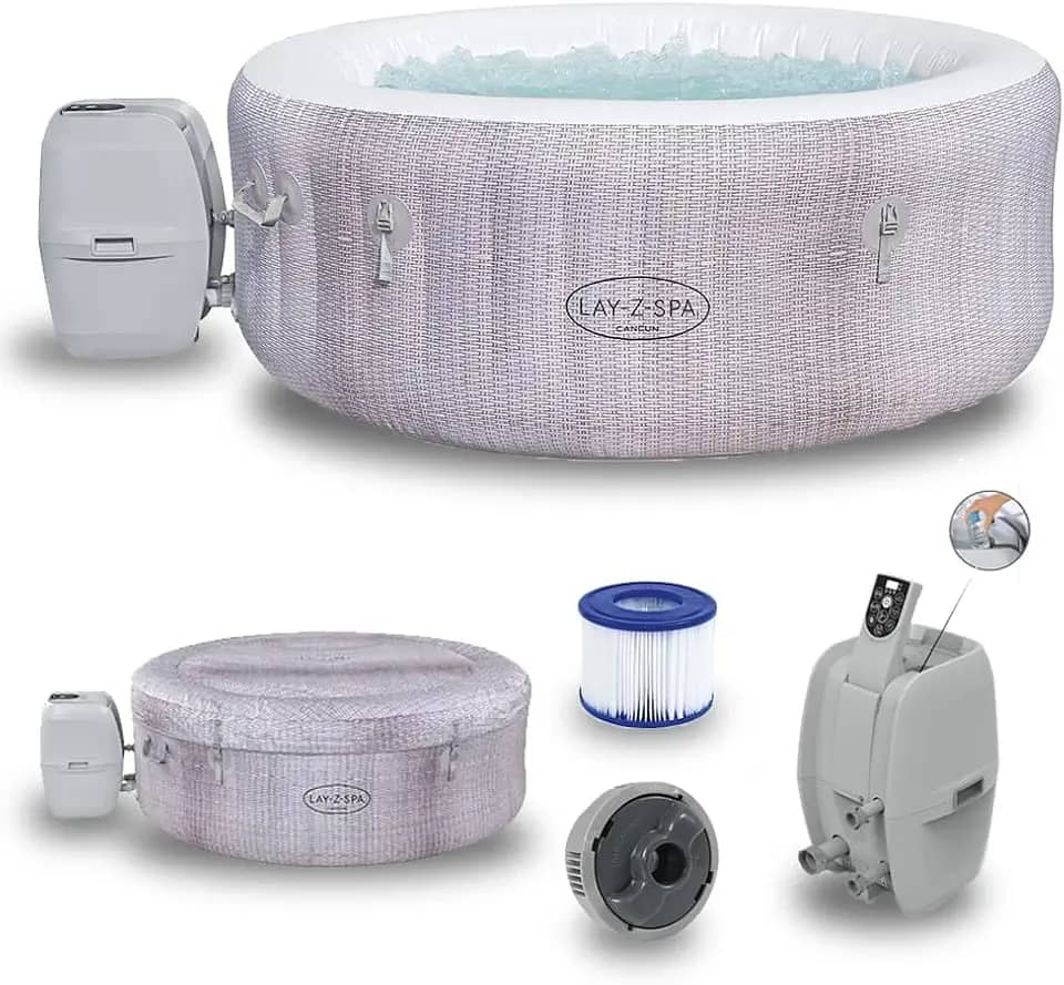 Banheira Ofurô Spa Inflável Cancun 669L + Bomba Filtrante Aquecedora 110V + Capa Bestway