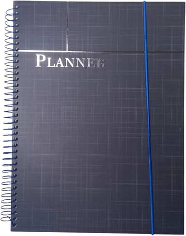 Planner de Organização e Produtividade | Gerenciamento Diário de Tarefas, Metas e Finanças | Capa Dura com Elástico, 96 Folhas | Ideal para Estudos, Trabalho e Rotina Pessoal | Cores: Preto, Azul, Cinza e Rosa (Planner Azul)