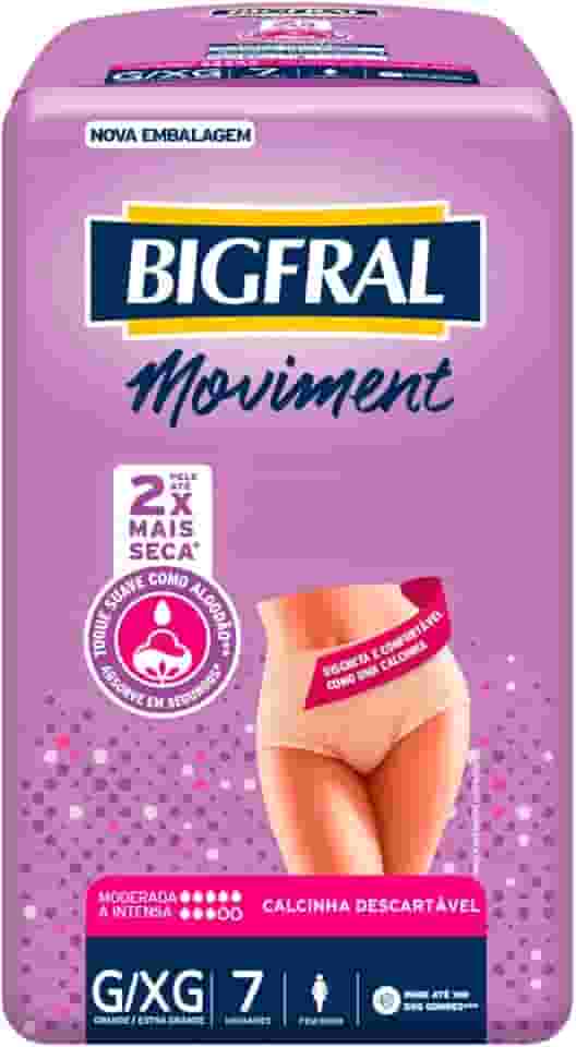 Roupa Íntima Bigfral Moviment Feminina G/XG 7 Unidades