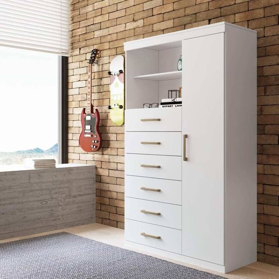 Cômoda 6 Gavetas 1 Porta 2 Nichos Marabá 1.6 Santos Andirá