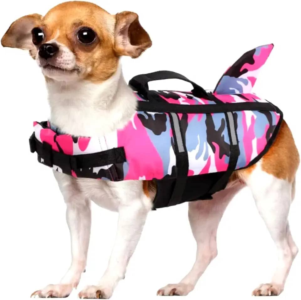 Colete salva-vidas tubarão para Cachorros - Pipet (Rosa, M)