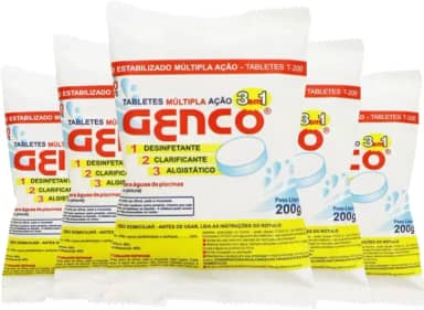 10 Pastilhas De Cloro Multiação T-200 Genco Para Piscina