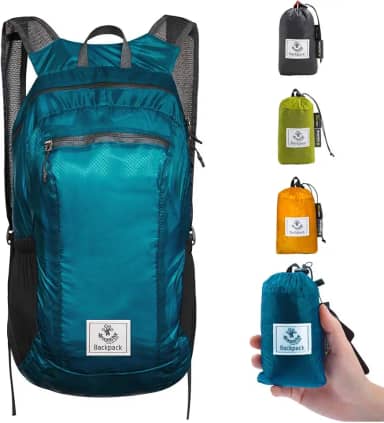 Mochila para caminhada, resistente à água, leve, embalável para viagens, acampamento ao ar livre