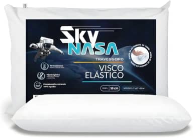 Travesseiro Viscoelástico Basic Sky, Suporte Ortopédico, Espuma com Memória