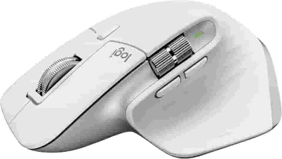 Mouse sem fio Logitech MX Master 3S com Sensor Darkfield para Uso em Qualquer Superfície, Design Ergonômico, Clique Silencioso, Conexão USB ou Bluetooth - Cinza Claro