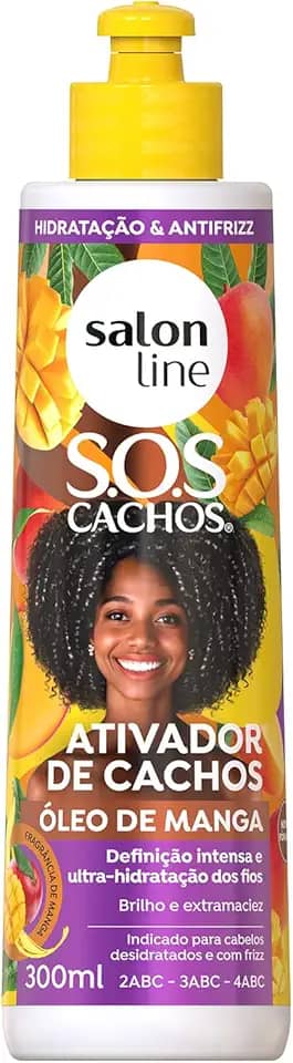 Salon Line, Ativador de Cachos, SOS Cachos, Óleo de Manga, Vegano - Para Cabelos Ondulados, Cacheados e Crespos, 300 ml
