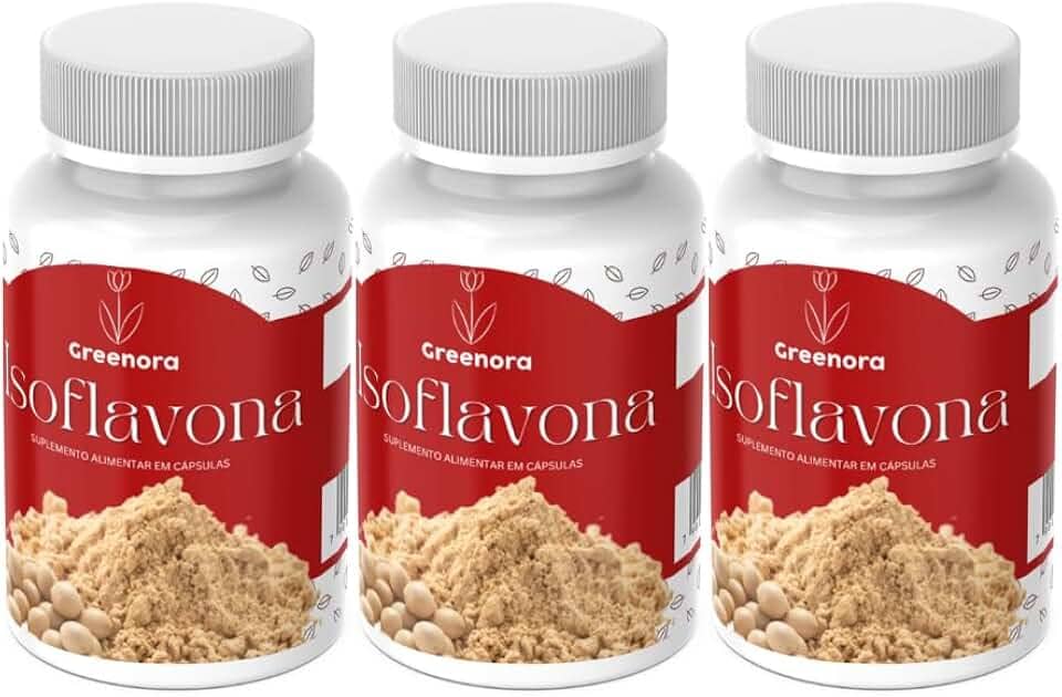 Isoflavona 60 Cápsulas – Suplemento Natural para Equilíbrio Hormonal Feminino, Alívio dos Sintomas da Menopausa e TPM, Rico em Isoflavonas da Soja, Vegano e Sem Glúten (Kit 3)