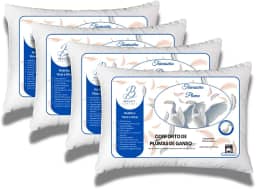 Travesseiro Pluma de Ganso Sintética, Kit com 4 Unidades, 70x50cm, Brasoft