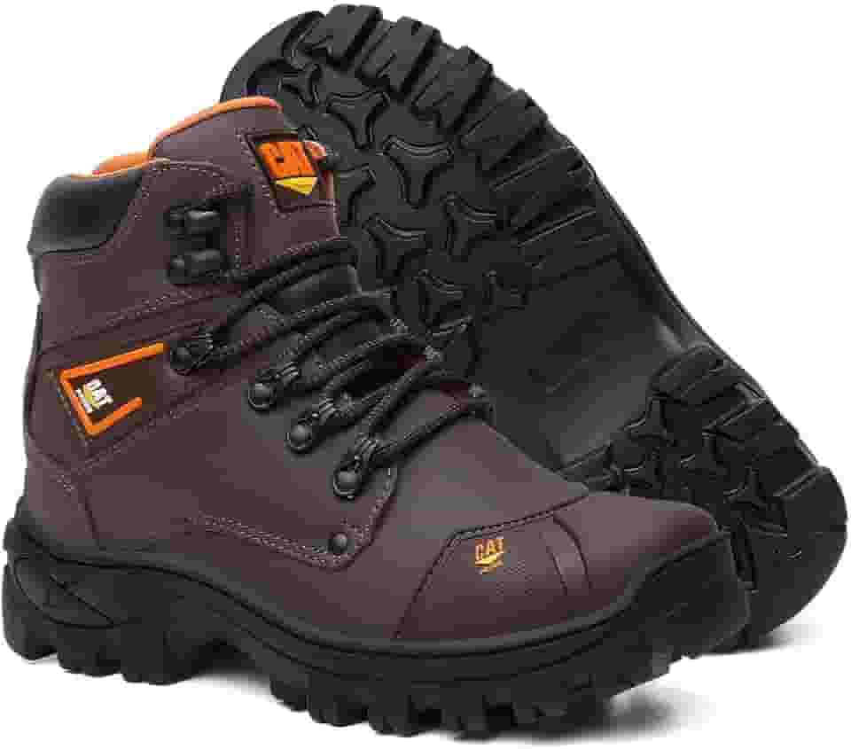 Bota Masculina Em Couro Para Trabalho Com Bico PVC e C.A
