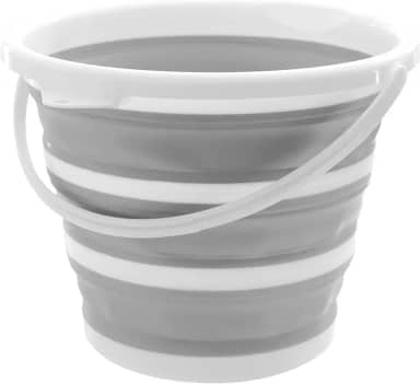 Powermaid Balde Retrátil de Silicone com Alça Dobrável Multiuso - 10 Litros - Branco e Cinza