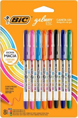 BIC, Caneta em Gel, Gelocity, Ponta Fina, 8 Cores