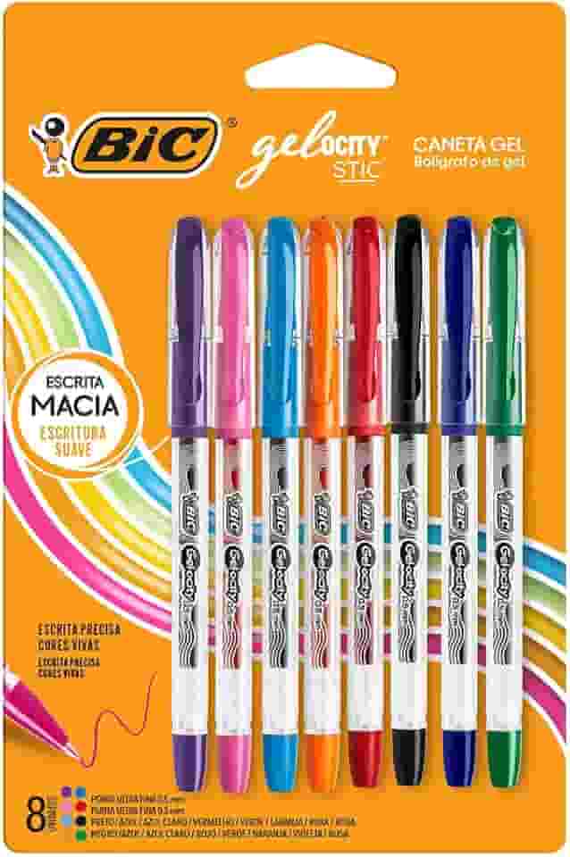 BIC, Caneta em Gel, Gelocity, Ponta Fina, 8 Cores