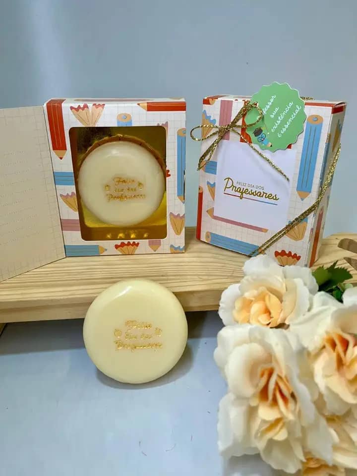 Presente Dia dos Professores Sabonete Vegetal Caixa Cartão