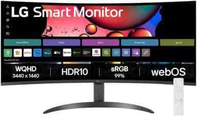 Monitor LG UltraWide Streaming 34SR60QC-B Tela curva WQuadHD (3440 x 1440) 21:9 de 34', WebOS, ThinQ Home, Air Play, Screen Share, Bluetooth