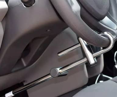 Tranca Trava Carros Volante Pedal Carro Anti Furto Segurança Aço Puro Cromada