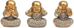 Trio buda decorativo Enfeite Resina Meditando kit com 3 modelo a escolher Budismo Sabedoria Monge Hindu Sábio Bebê (B73)