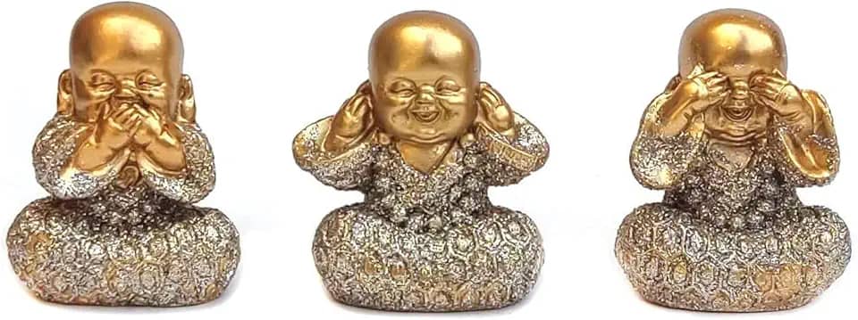 Trio buda decorativo Enfeite Resina Meditando kit com 3 modelo a escolher Budismo Sabedoria Monge Hindu Sábio Bebê (B73)