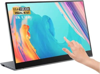 Monitor Portátil 4K 15.6", Tela Touchscreen UHD IPS, 100% sRGB, USB-C/HDMI, Alto-falantes Duplos, Corpo em Liga de Alumínio, Compatível com Notebook, PC, Smartphone, PS4/5, Xbox, Switch