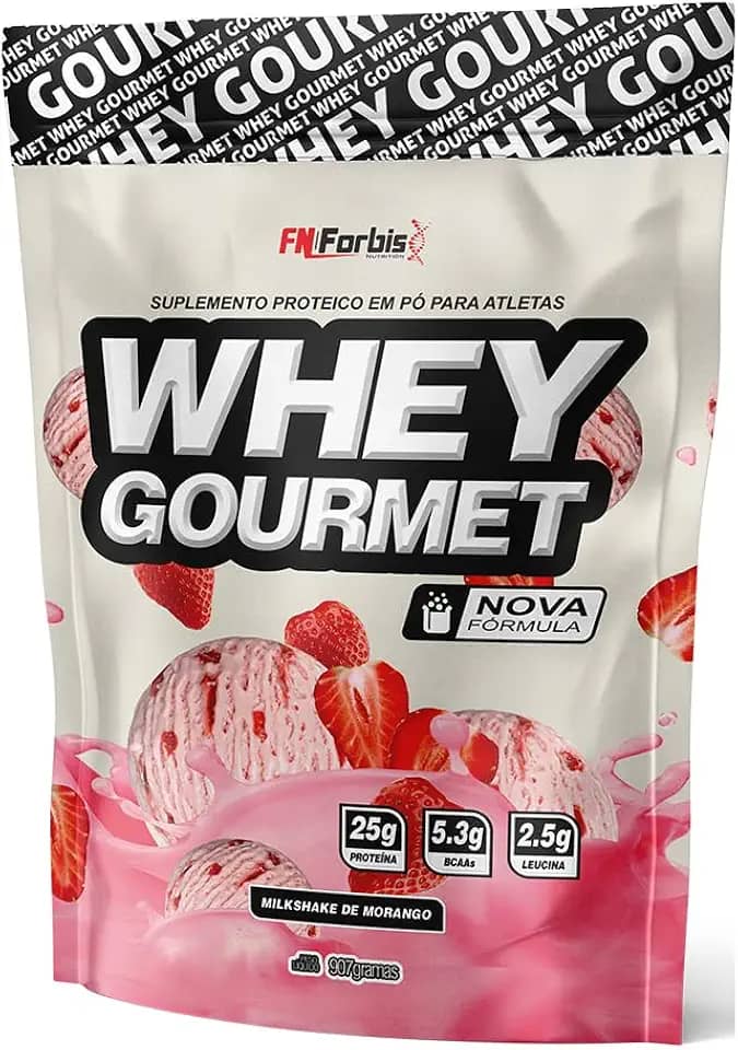 Whey Protein Gourmet 907g Refil - FN Forbis (MIlkshake de Morango)