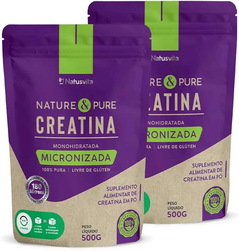 Creatina Pura 1kg Monohidratada Micronizada à 180 mícrons. 101% de Pureza em Laudo. Livre de Metais Pesados