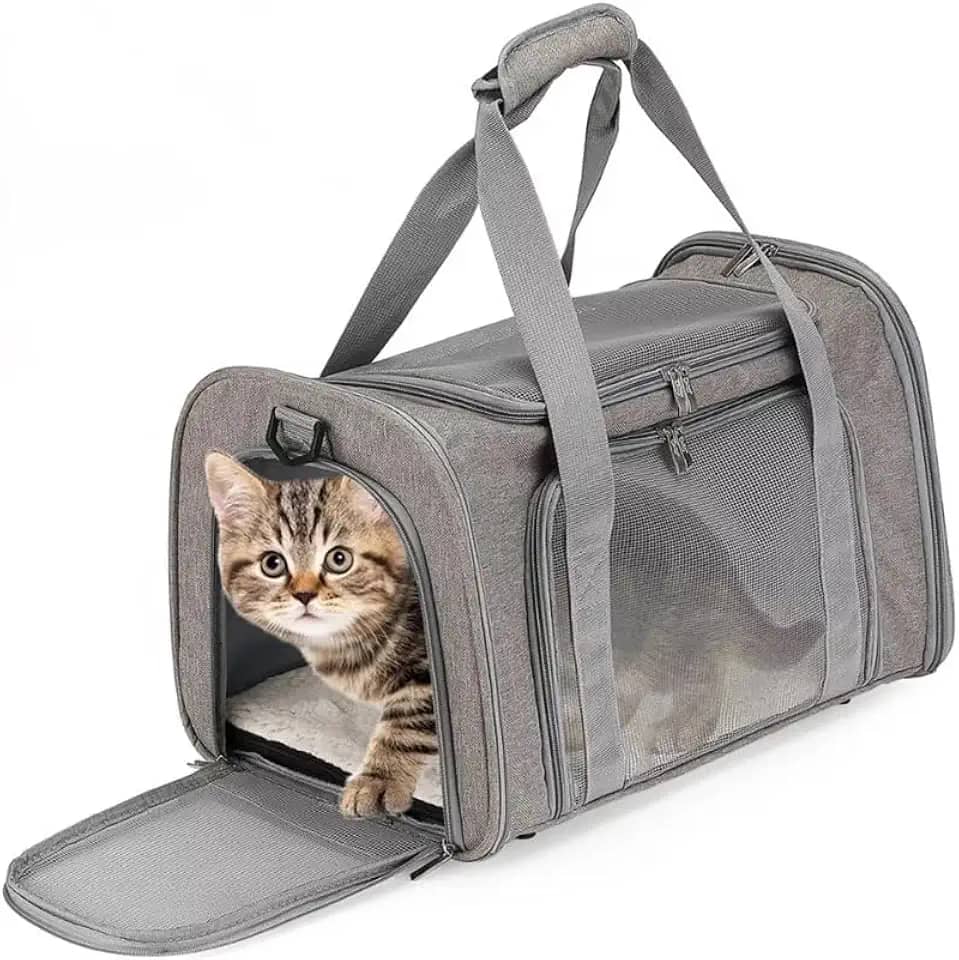 Bolsa de Transporte Pet Avião, Com Zíper, Mochila de Viagem Premium Para Cães e Gatos, Design Aprovado pela Companhia Aérea