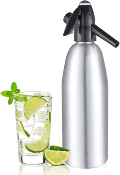 Sifão de soda, máquina de água com gás de 1L, máquina de água gaseificada de alumínio, máquina de água seltzer portátil, máquina de transmissão de refrigerante para coquetéis, água com gás fresca