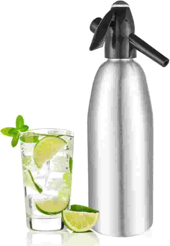 Sifão de soda, máquina de água com gás de 1L, máquina de água gaseificada de alumínio, máquina de água seltzer portátil, máquina de transmissão de refrigerante para coquetéis, água com gás fresca