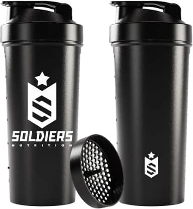 Coqueteleira Slim 600ml - Soldiers Nutrition (Preta Logo Branco)