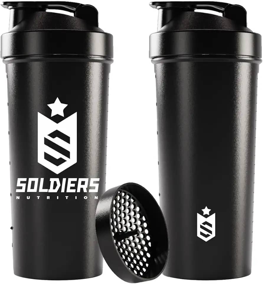 Coqueteleira Slim 600ml - Soldiers Nutrition (Preta Logo Branco)