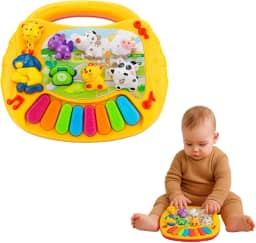 Brinquedos Educativos 1 ano Teclado Musical Infantil Bilíngue Mini Piano Animal Divertido Sonoro Brinquedo Para Bebe